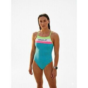 Speedo Eco Endurance Swimsuit Womens 32 Blue Atoll One Piece NWT